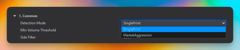 Detection Mode selection dropdown in NinjaTrader 8