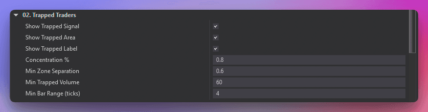 Trapped Traders settings configuration