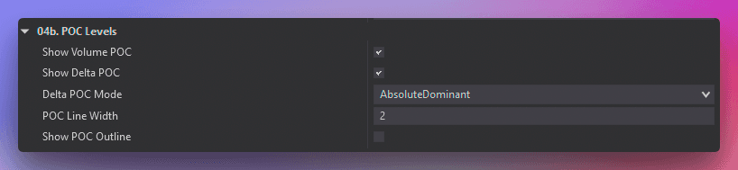 Volume & Delta POCs settings configuration